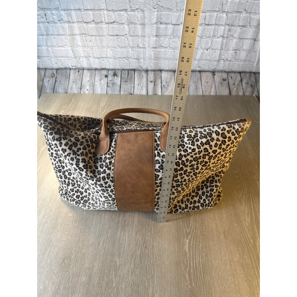 Marleylilly Leopard Print Tote Bag Faux Calf Hair Animal Print Travel Carryall - Picture 10 of 13